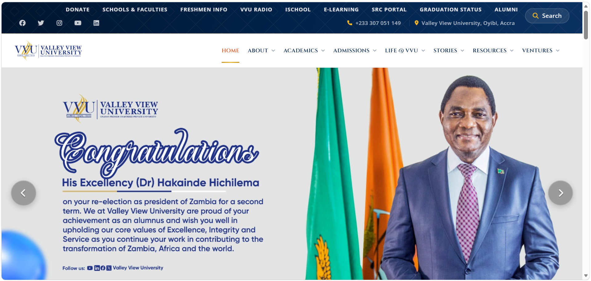 Valley View University Website